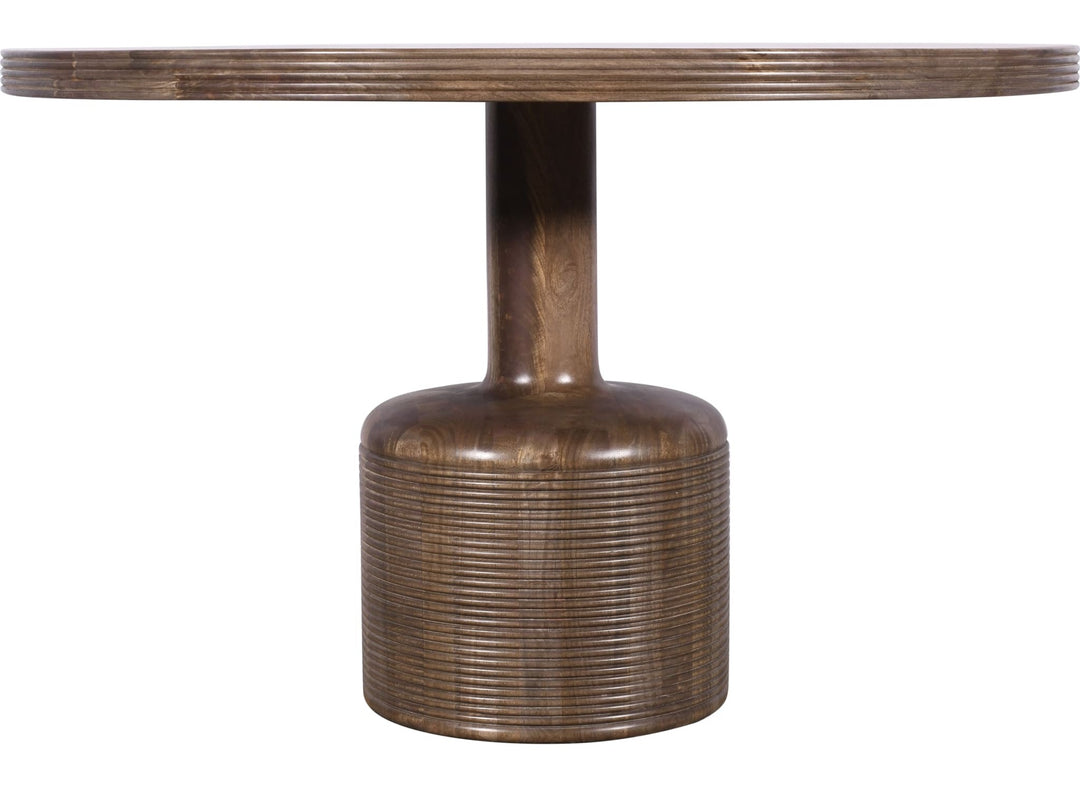 Liyana Solid Wood Round Dining Table in Natural Tan — product view on a white background