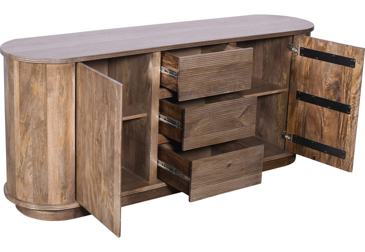 Liyana Solid Wood Sideboard in Natural Tan — product view on a white background