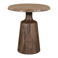 Lloyd Marble Top End Table by Modus in Tamarind and Brown Marble — product view on a white background
