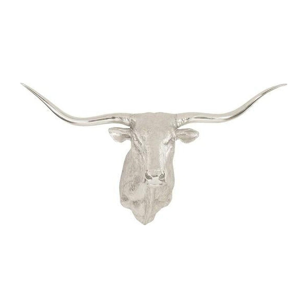 Longhorn Bull Wall Art, Resin, Silver Leaf Phillips Collection