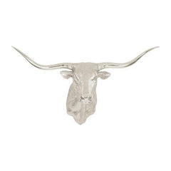 Longhorn Bull Wall Art, Resin, Silver Leaf Phillips Collection