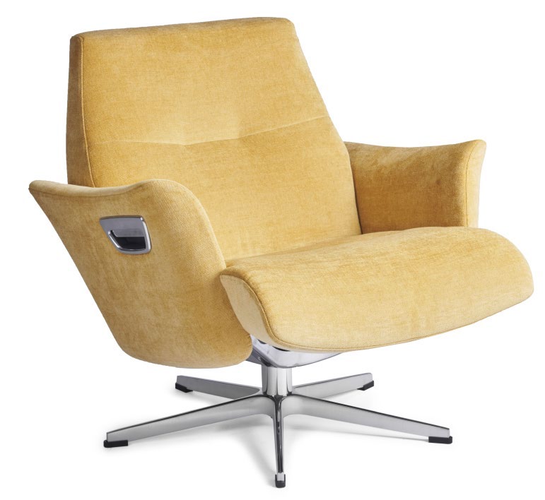 Beyoung Low Recliner by Conform — merchant packshot, 5-star alu (mustard fabric)