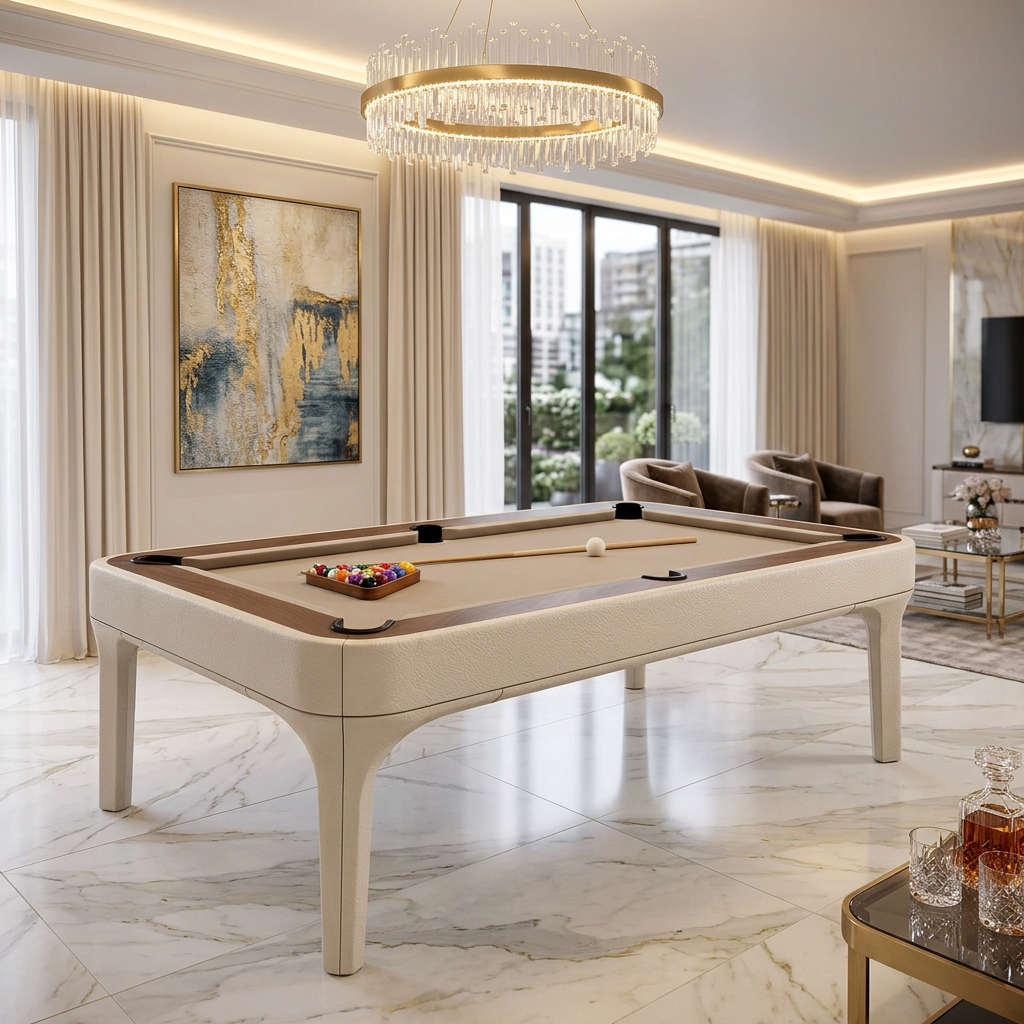 Luca Leather Modern Slate Pool Table