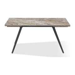 Lucia Double Extension Stone Top Dining Table by Modus in Rich Brown and Black — product view on a white background