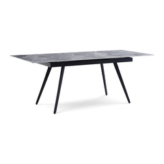 Lucia Extendable Stone Top Dining Table by Modus in Piedra and Black — product view on a white background
