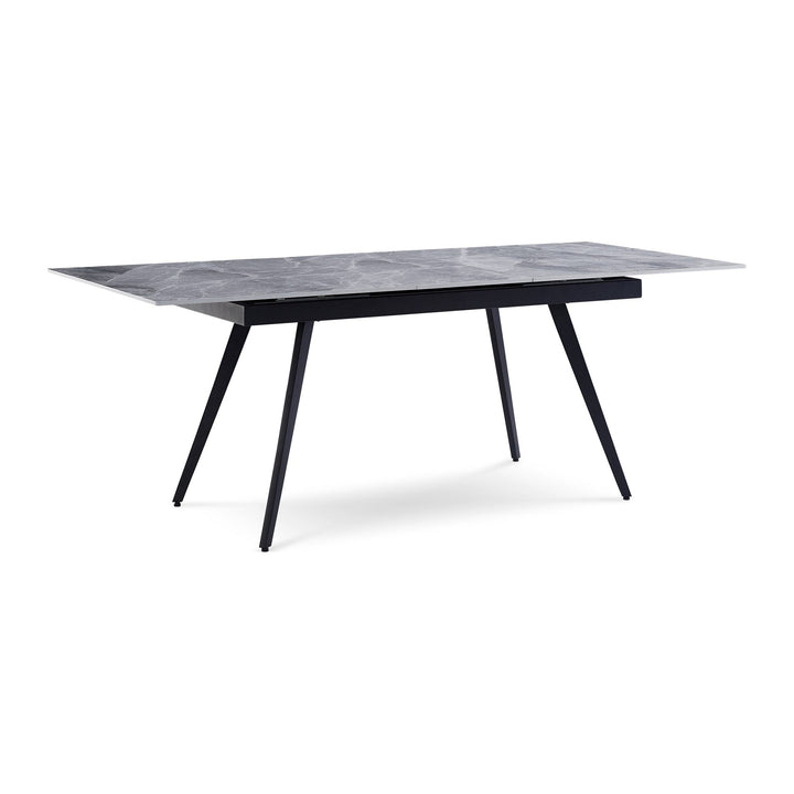 Lucia Extendable Stone Top Dining Table by Modus in Piedra and Black — product view on a white background