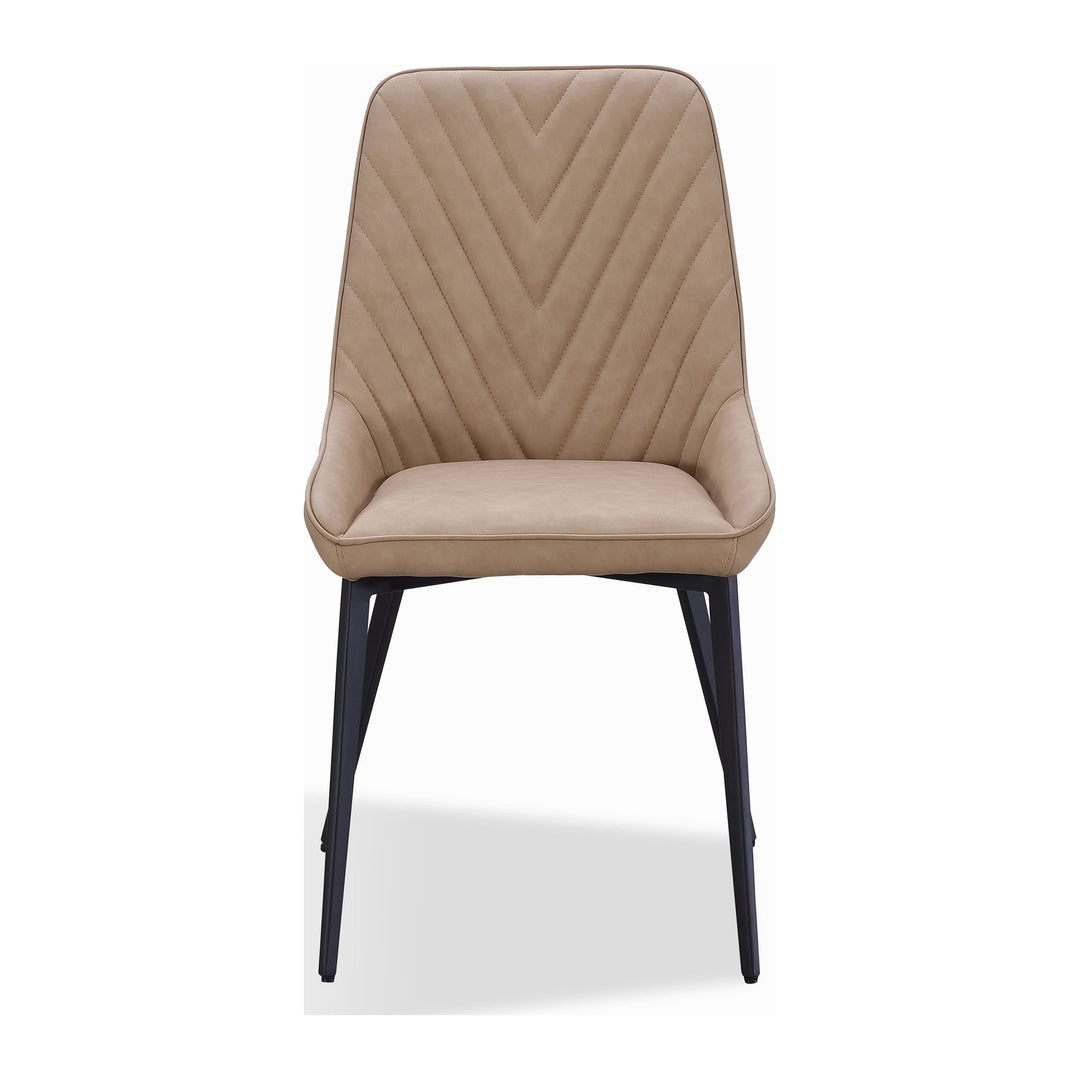 Lucia Metal Leg Upholstered Dining Chair by Modus in Honey Synthetic Leather — product view on a white background