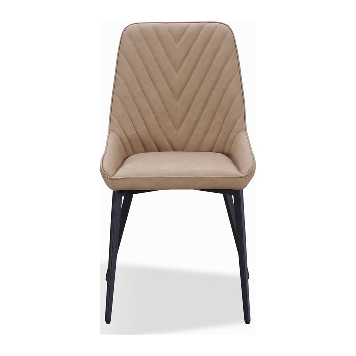Lucia Metal Leg Upholstered Dining Chair by Modus in Honey Synthetic Leather — product view on a white background