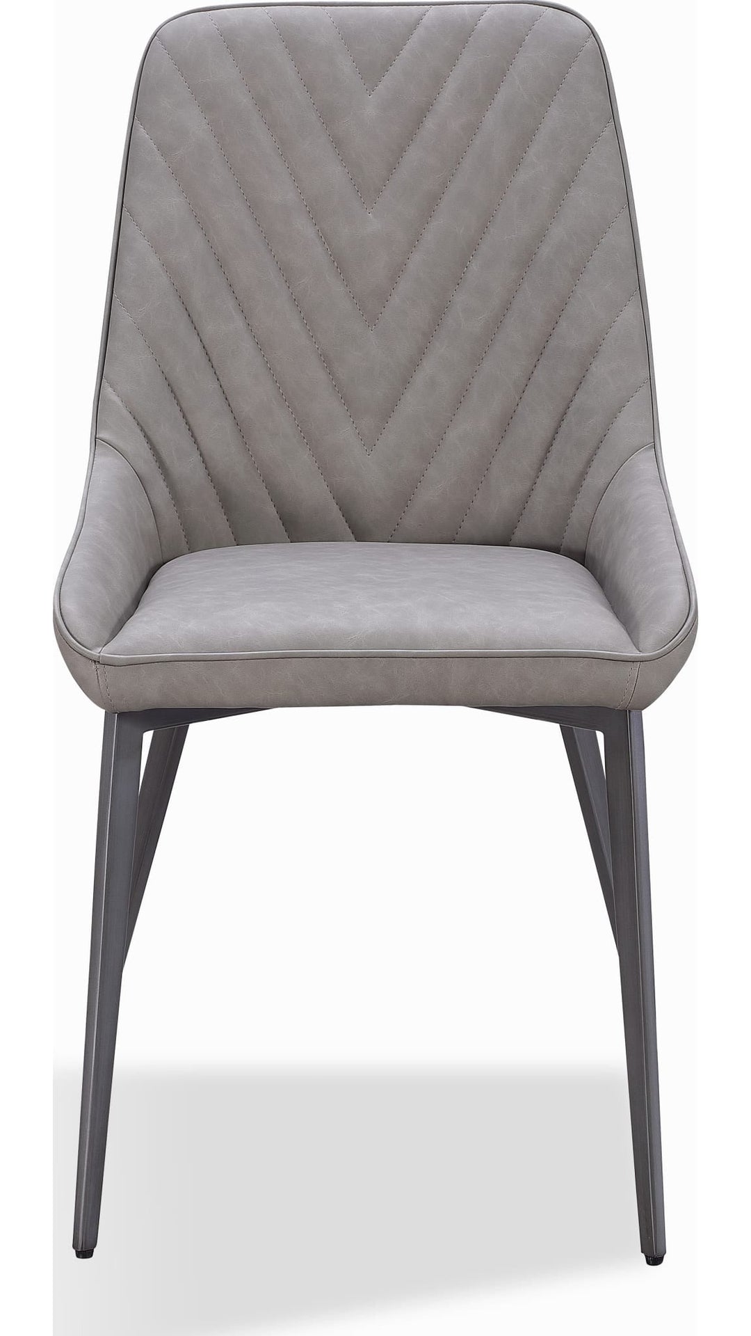 Lucia Metal Leg Upholstered Dining Chair in Anchor Gray Synthetic Leather and Gunmetal — product view on a white background