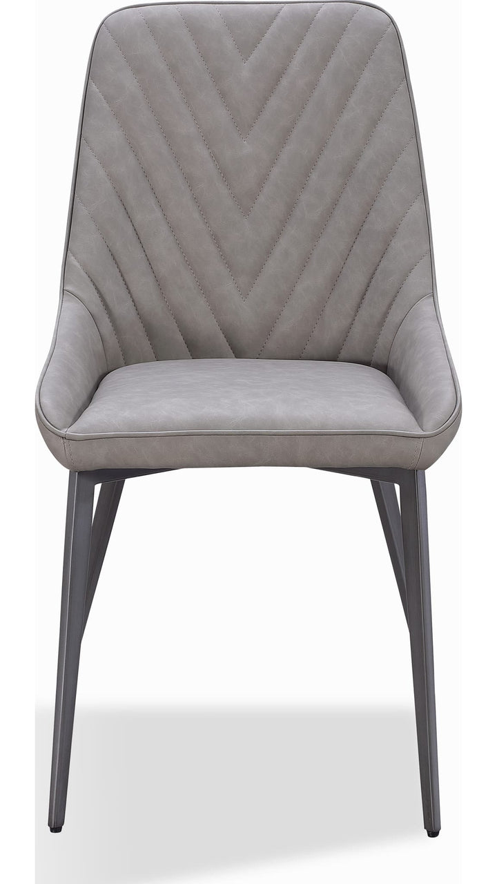 Lucia Metal Leg Upholstered Dining Chair in Anchor Gray Synthetic Leather and Gunmetal — product view on a white background