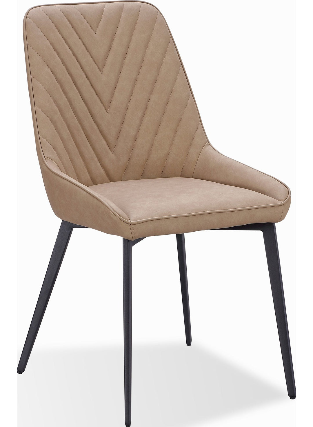 Lucia Metal Leg Upholstered Dining Chair in Honey Synthetic Leather — product view on a white background