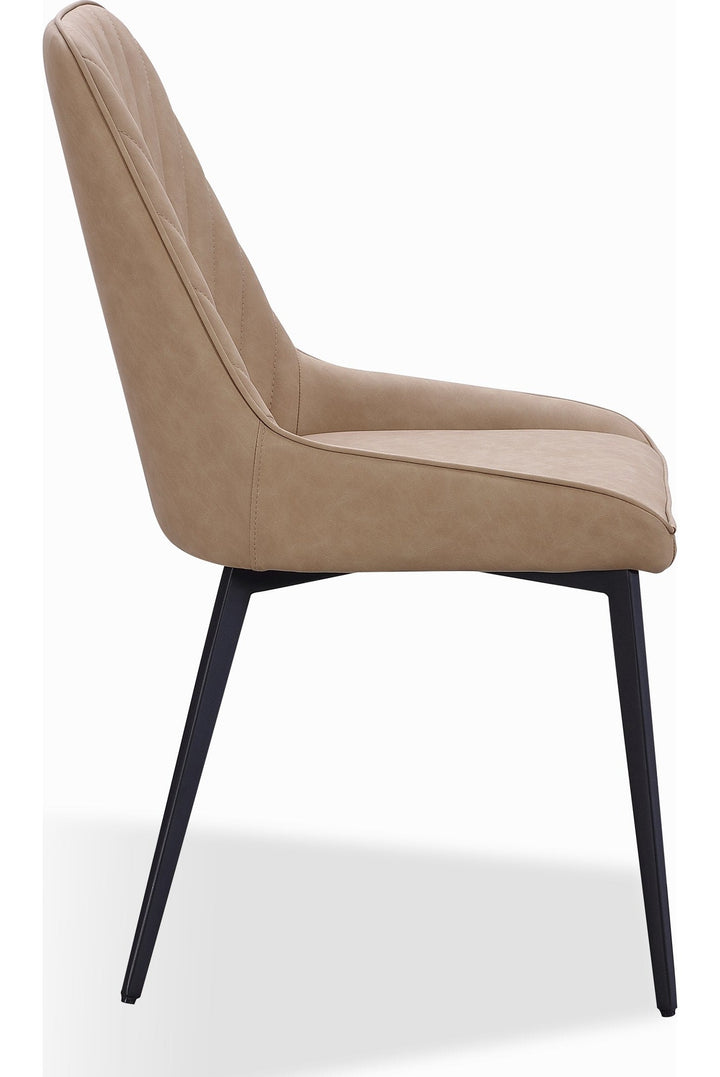 Lucia Metal Leg Upholstered Dining Chair in Honey Synthetic Leather — product view on a white background
