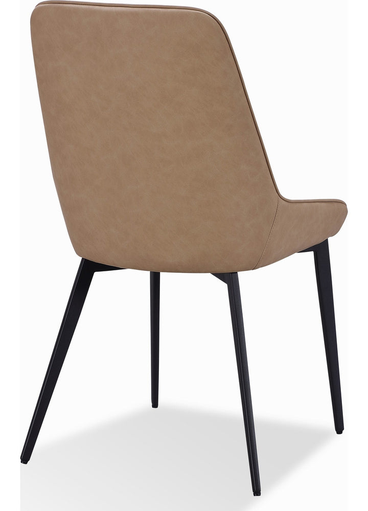 Lucia Metal Leg Upholstered Dining Chair in Honey Synthetic Leather — product view on a white background