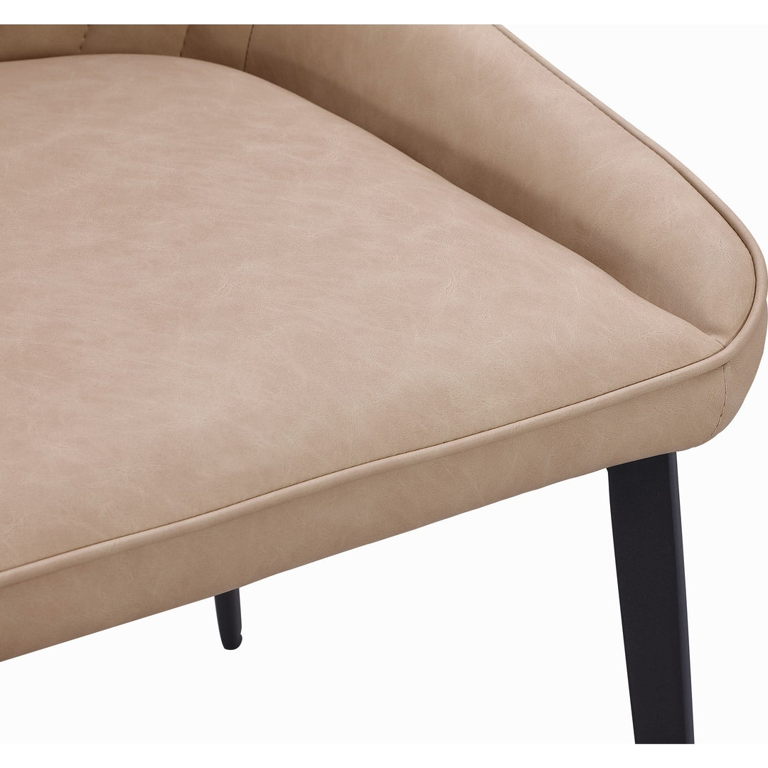Lucia Metal Leg Upholstered Dining Chair in Honey Synthetic Leather — product view on a white background