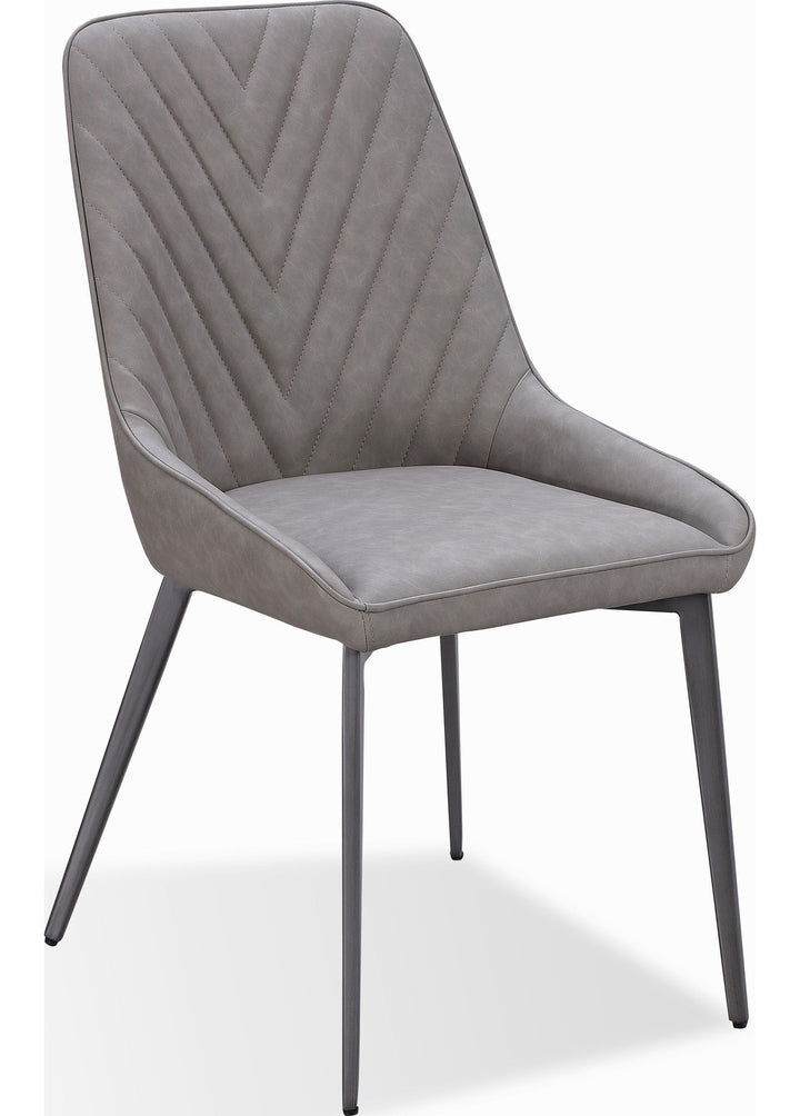 Lucia Metal Leg Upholstered Dining Chair in Anchor Gray Synthetic Leather and Gunmetal — product view on a white background