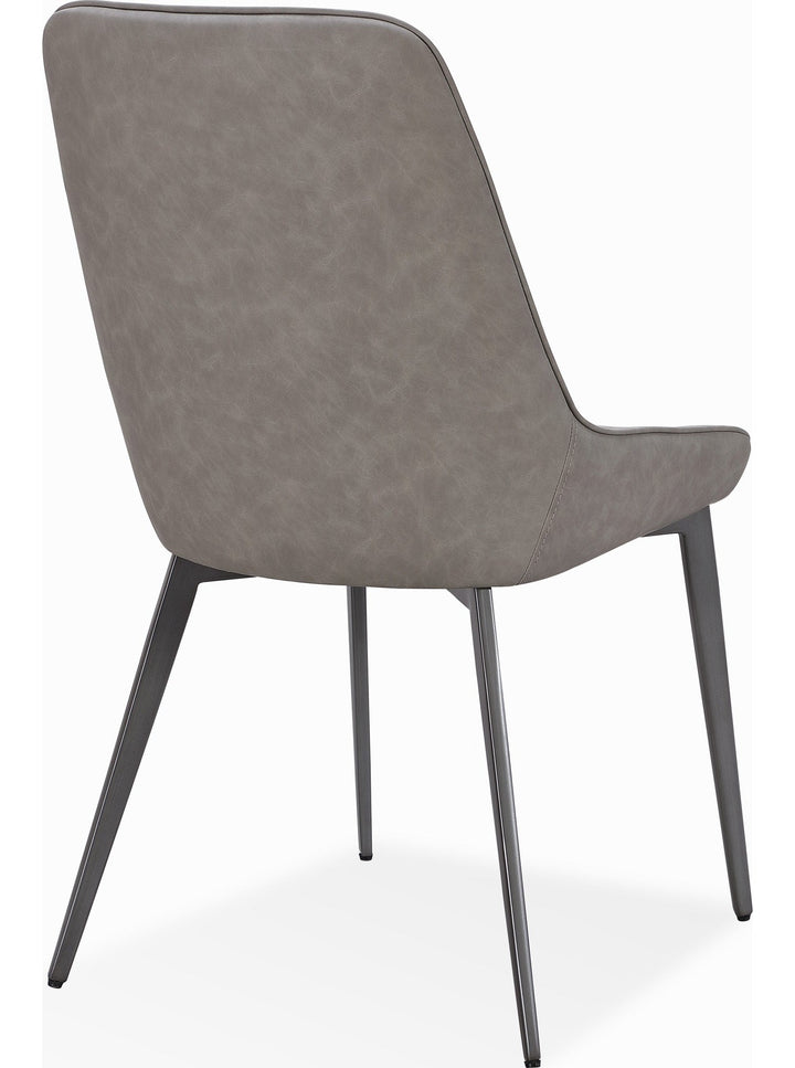 Lucia Metal Leg Upholstered Dining Chair in Anchor Gray Synthetic Leather and Gunmetal — product view on a white background
