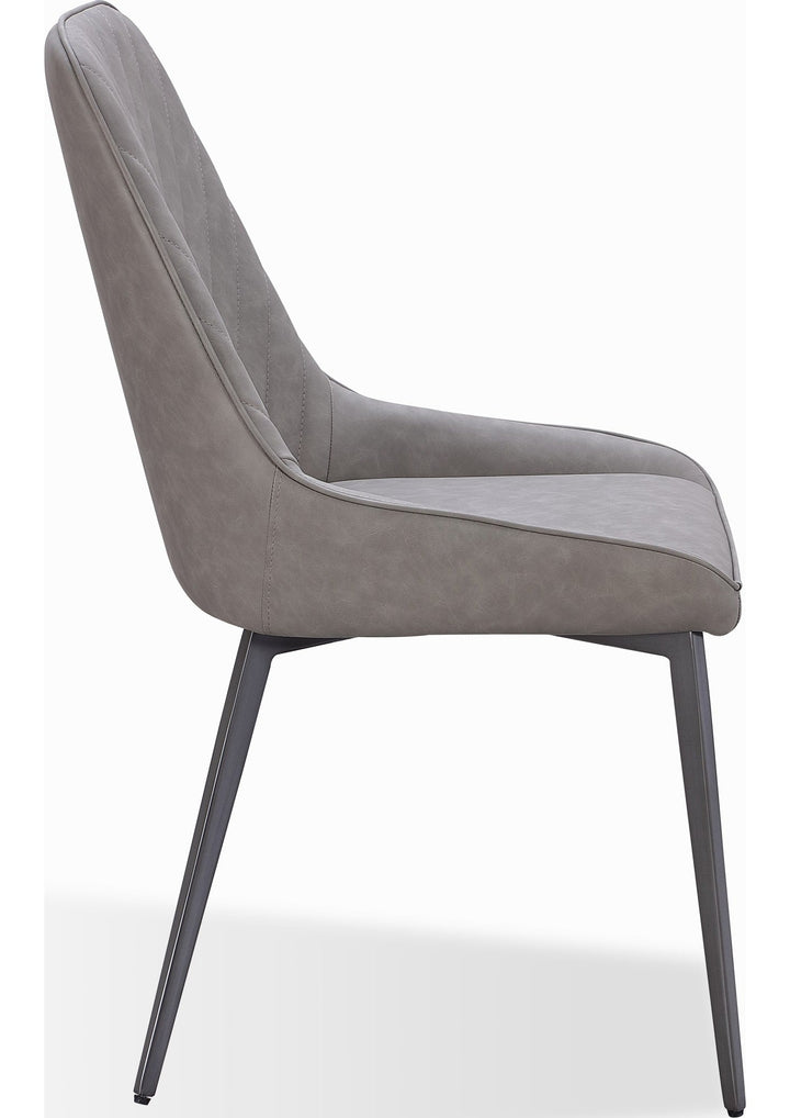 Lucia Metal Leg Upholstered Dining Chair in Anchor Gray Synthetic Leather and Gunmetal — product view on a white background