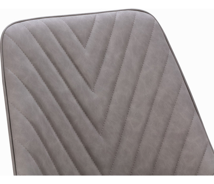 Lucia Metal Leg Upholstered Dining Chair in Anchor Gray Synthetic Leather and Gunmetal — product view on a white background