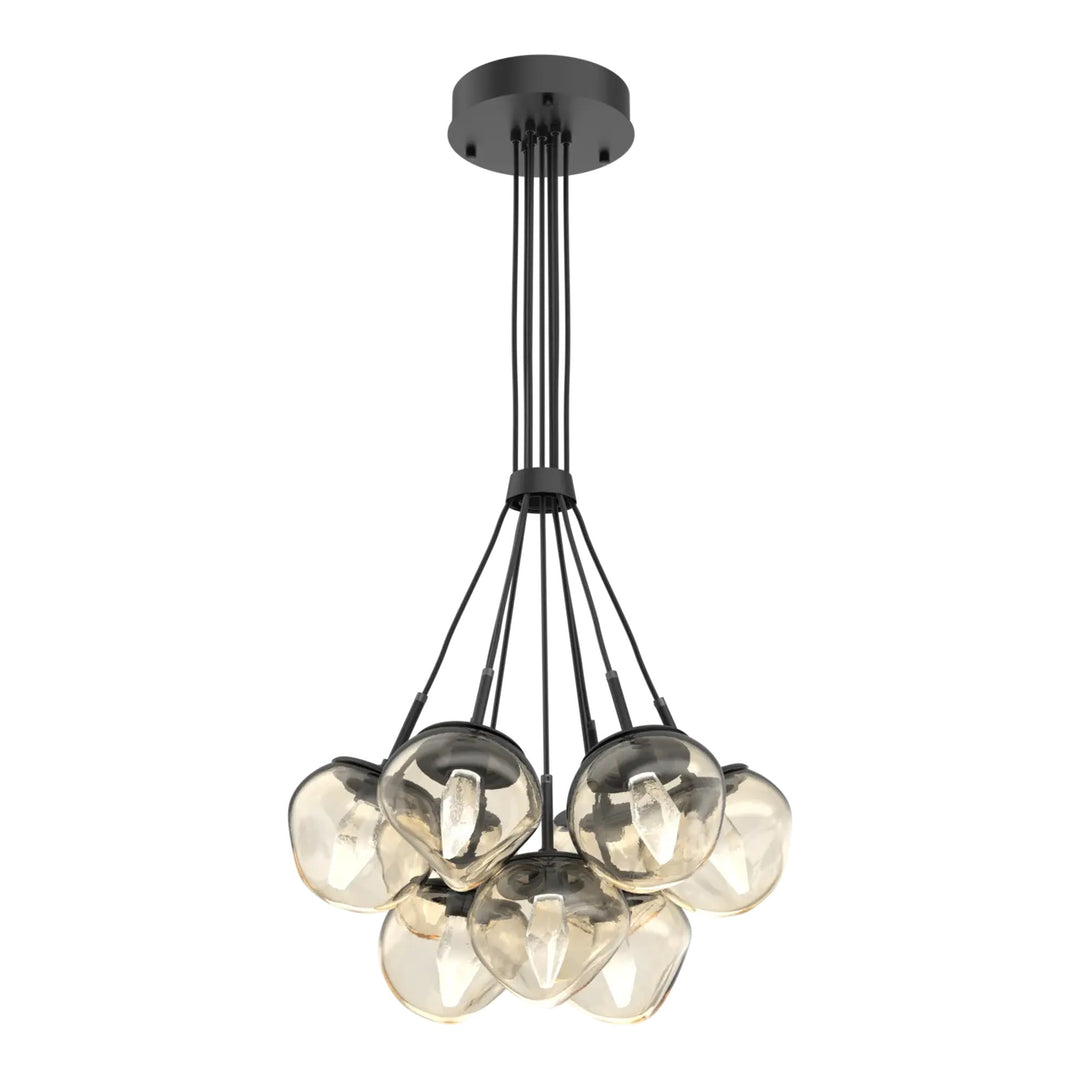 Luna Cluster Bloom by Hammerton Studio – 9 Lights in Matte Black with Amber glass