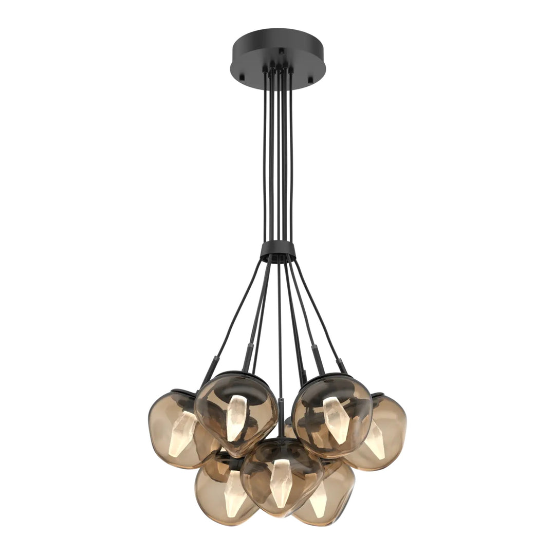 Luna Cluster Bloom by Hammerton Studio – 9 Lights in Matte Black with Bronze glass