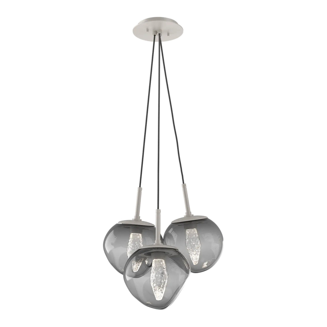 Luna Cluster Pendant by Hammerton Studio – 3 Lights in Beige Silver