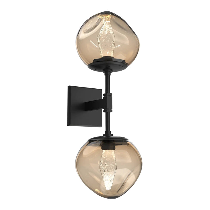 Luna Double Sconce by Hammerton Studio in Matte Black with Bronze glass