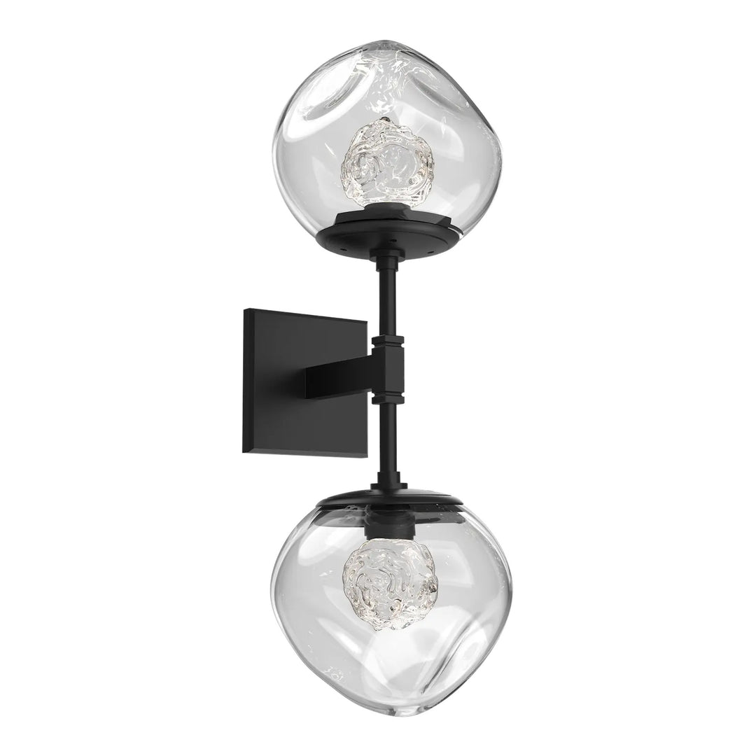 Luna Double Sconce by Hammerton Studio in Matte Black with Floret inner diffuser