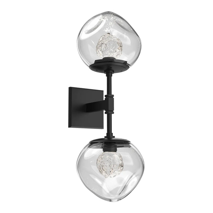 Luna Double Sconce by Hammerton Studio in Matte Black with Floret inner diffuser