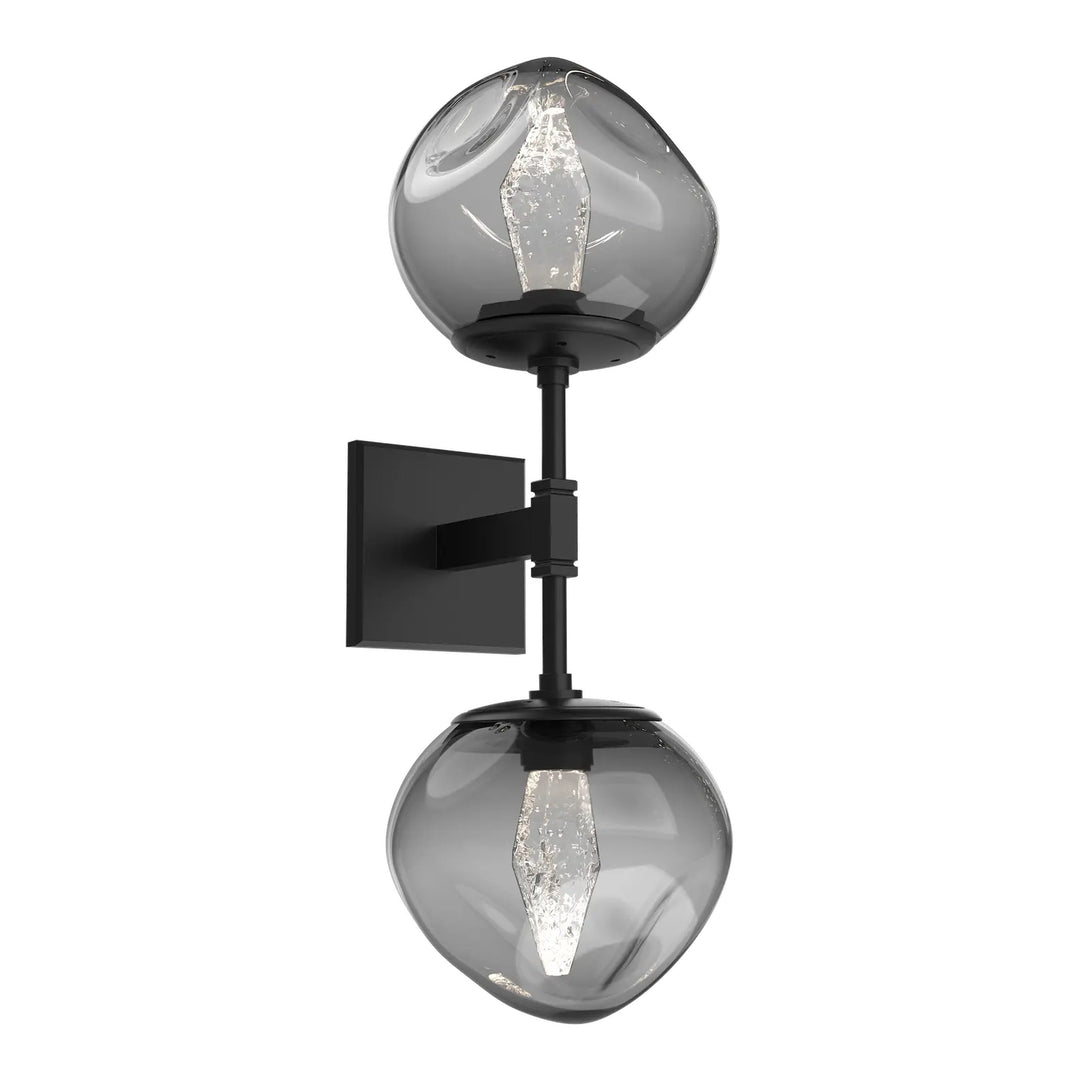 Luna Double Sconce by Hammerton Studio in Matte Black with Smoke glass