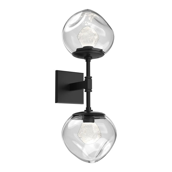 Luna Double Sconce by Hammerton Studio in Matte Black with Zircon inner diffuser