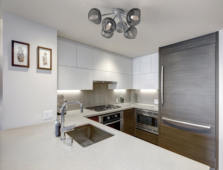 Luna Half Starburst Flush Mount by Hammerton Studio in a styled interior