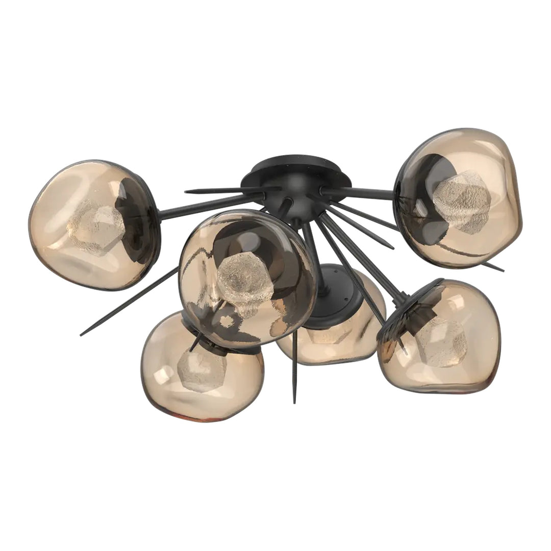 Luna Half Starburst Flush Mount by Hammerton Studio in Matte Black with Bronze glass
