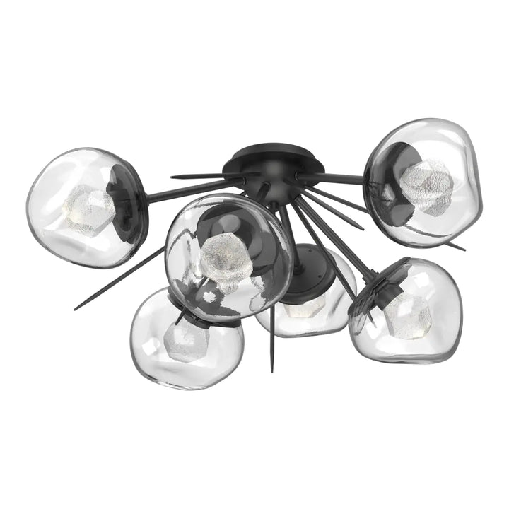 Luna Half Starburst Flush Mount by Hammerton Studio in Matte Black with Clear glass