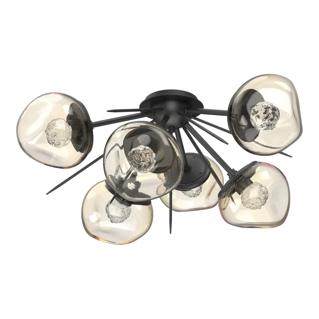 Luna Half Starburst Flush Mount by Hammerton Studio in Matte Black with Floret inner diffuser