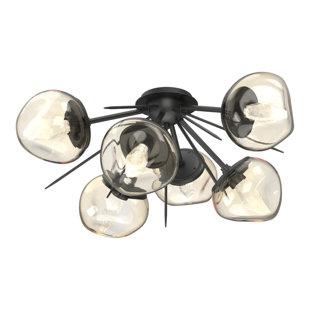 Luna Half Starburst Flush Mount by Hammerton Studio in Matte Black with Geo inner diffuser