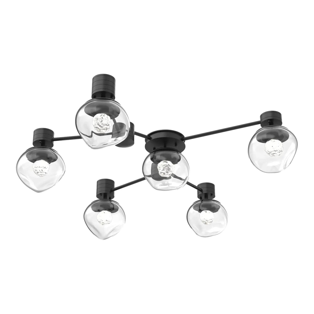Luna Hub &amp; Spoke by Hammerton Studio – 6 Light Round in Matte Black with Floret inner diffuser