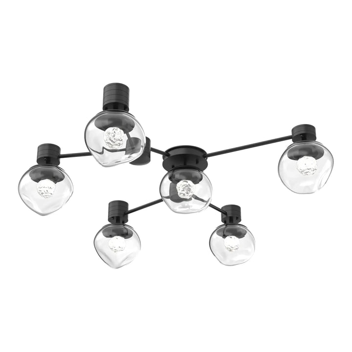 Luna Hub &amp; Spoke by Hammerton Studio – 6 Light Round in Matte Black with Floret inner diffuser
