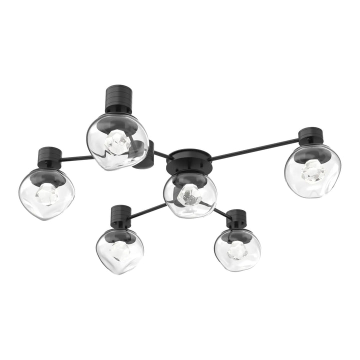 Luna Hub &amp; Spoke by Hammerton Studio – 6 Light Round in Matte Black with Zircon inner diffuser