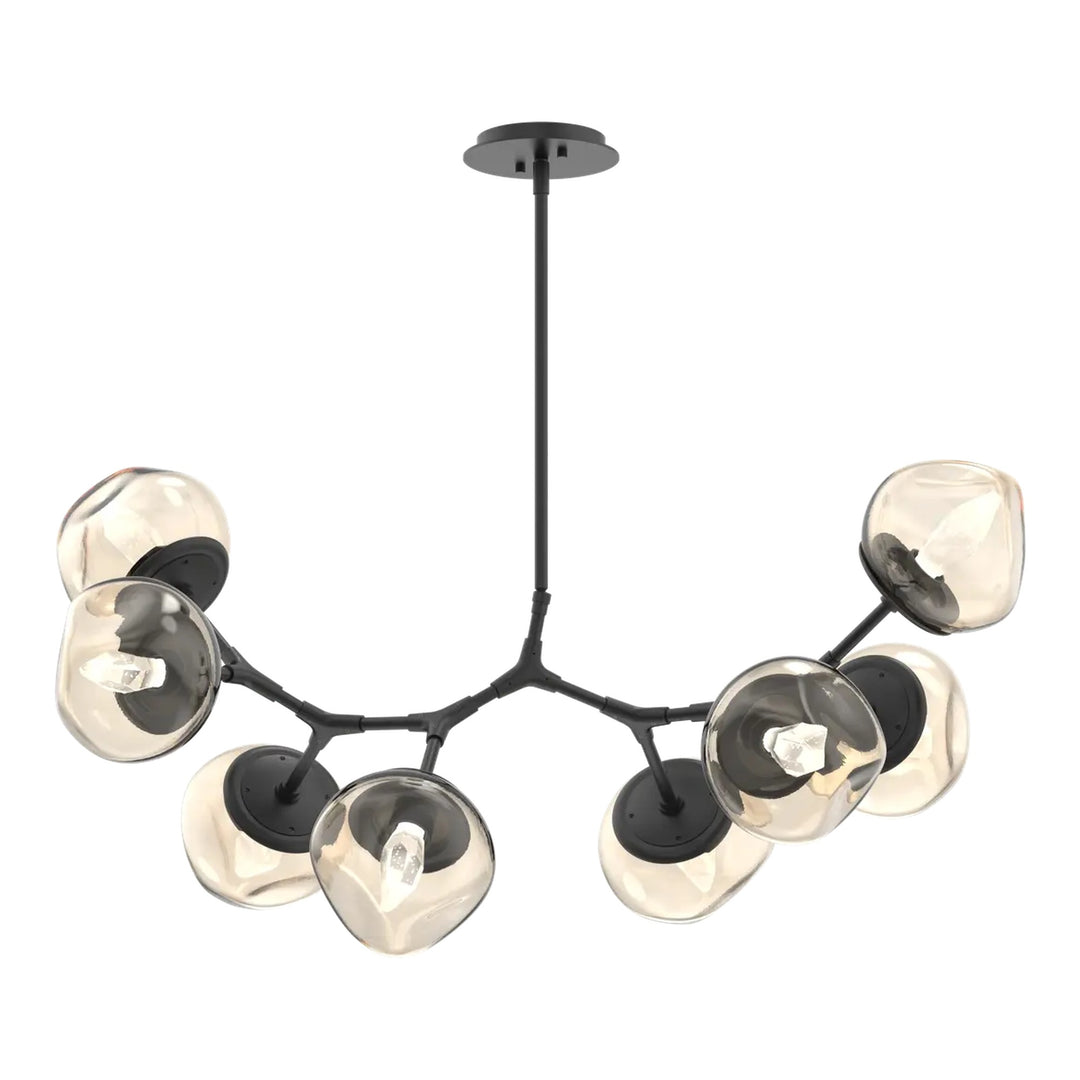 Luna Modern Branch Chandelier by Hammerton Studio – 8 Lights in Matte Black with Amber glass