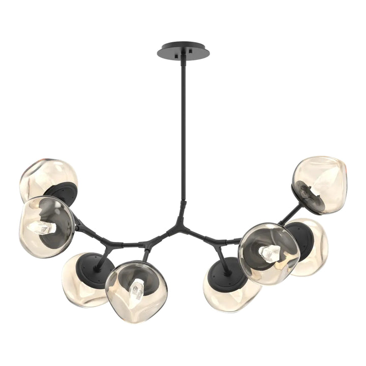 Luna Modern Branch Chandelier by Hammerton Studio – 8 Lights in Matte Black with Amber glass