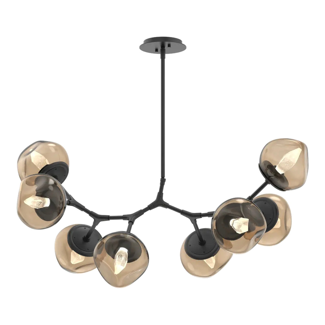 Luna Modern Branch Chandelier by Hammerton Studio – 8 Lights in Matte Black with Bronze glass