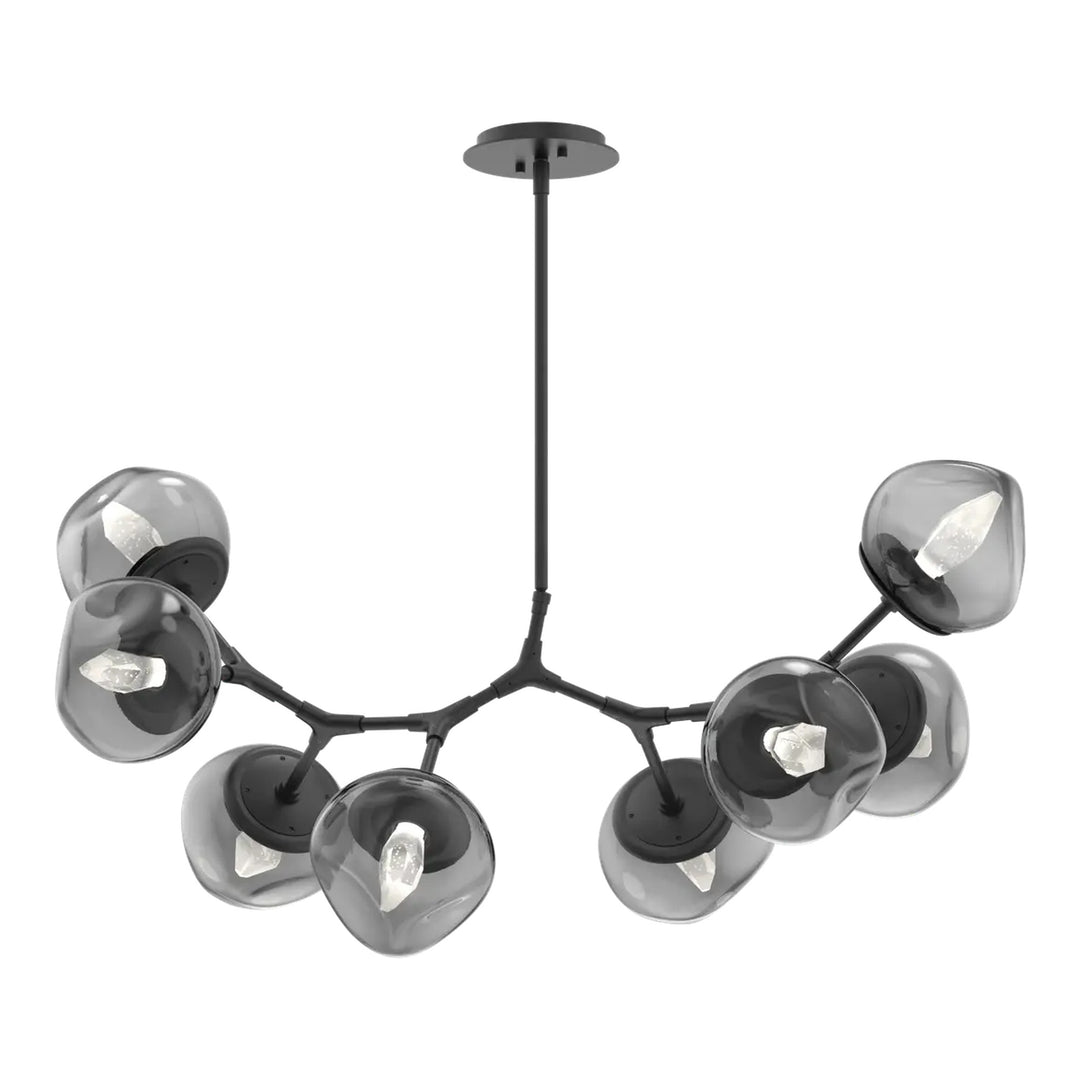 Luna Modern Branch Chandelier by Hammerton Studio – 8 Lights in Matte Black with Smoke glass