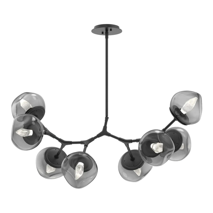 Luna Modern Branch Chandelier by Hammerton Studio – 8 Lights in Matte Black with Smoke glass