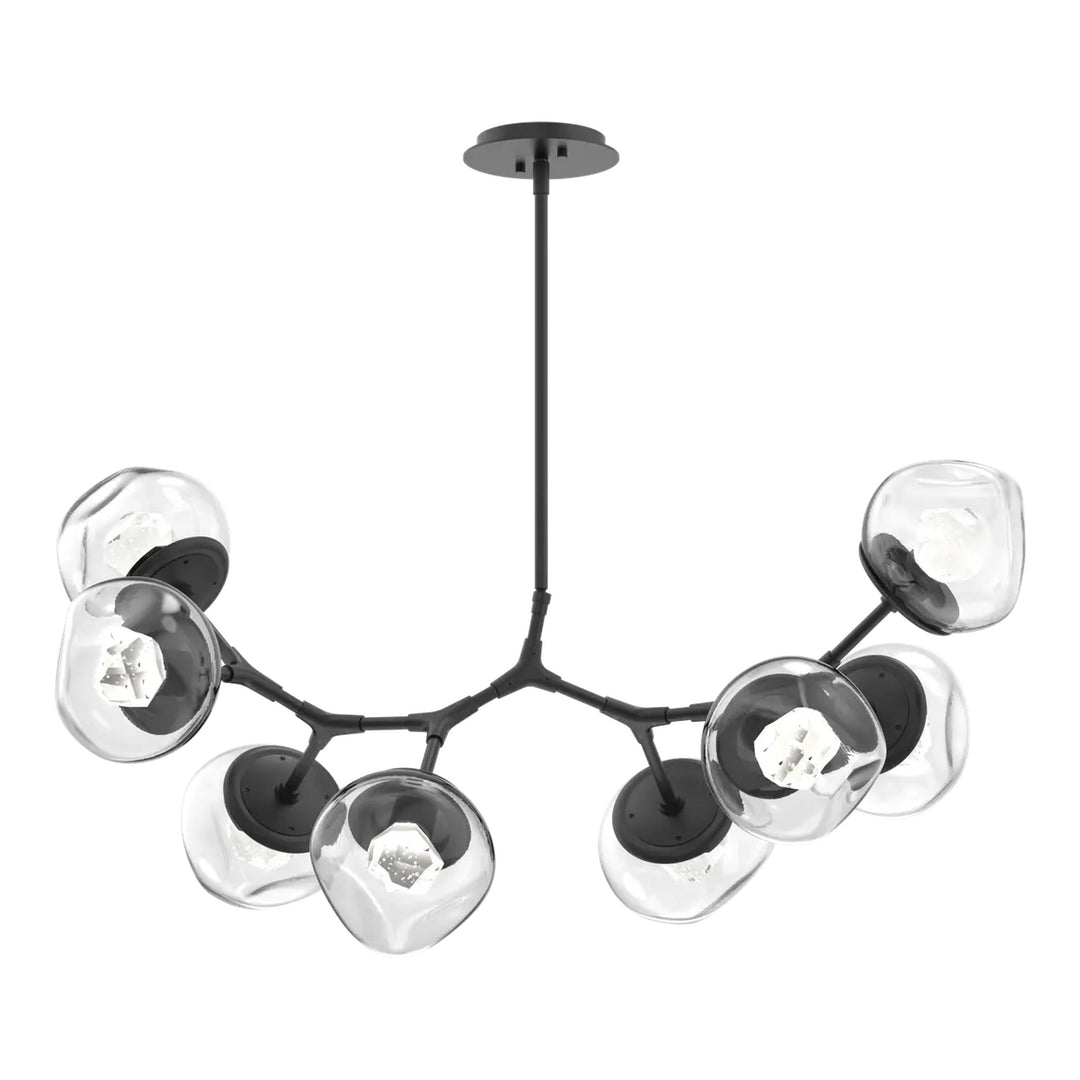 Luna Modern Branch Chandelier by Hammerton Studio – 8 Lights in Matte Black with Zircon inner diffuser