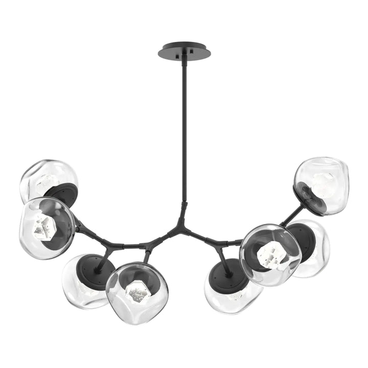 Luna Modern Branch Chandelier by Hammerton Studio – 8 Lights in Matte Black with Zircon inner diffuser