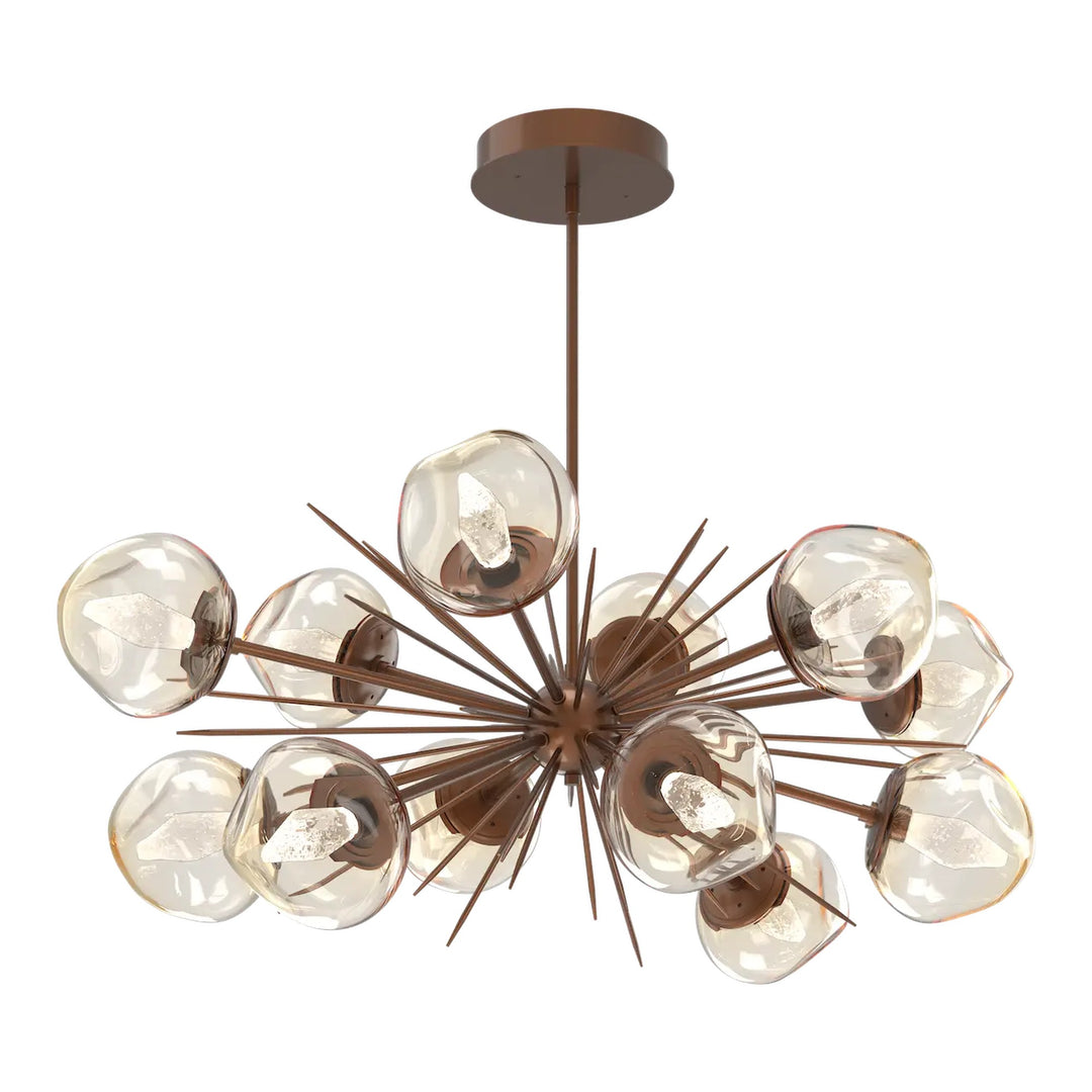 Luna Oval Starburst Chandelier by Hammerton Studio in Burnished Bronze