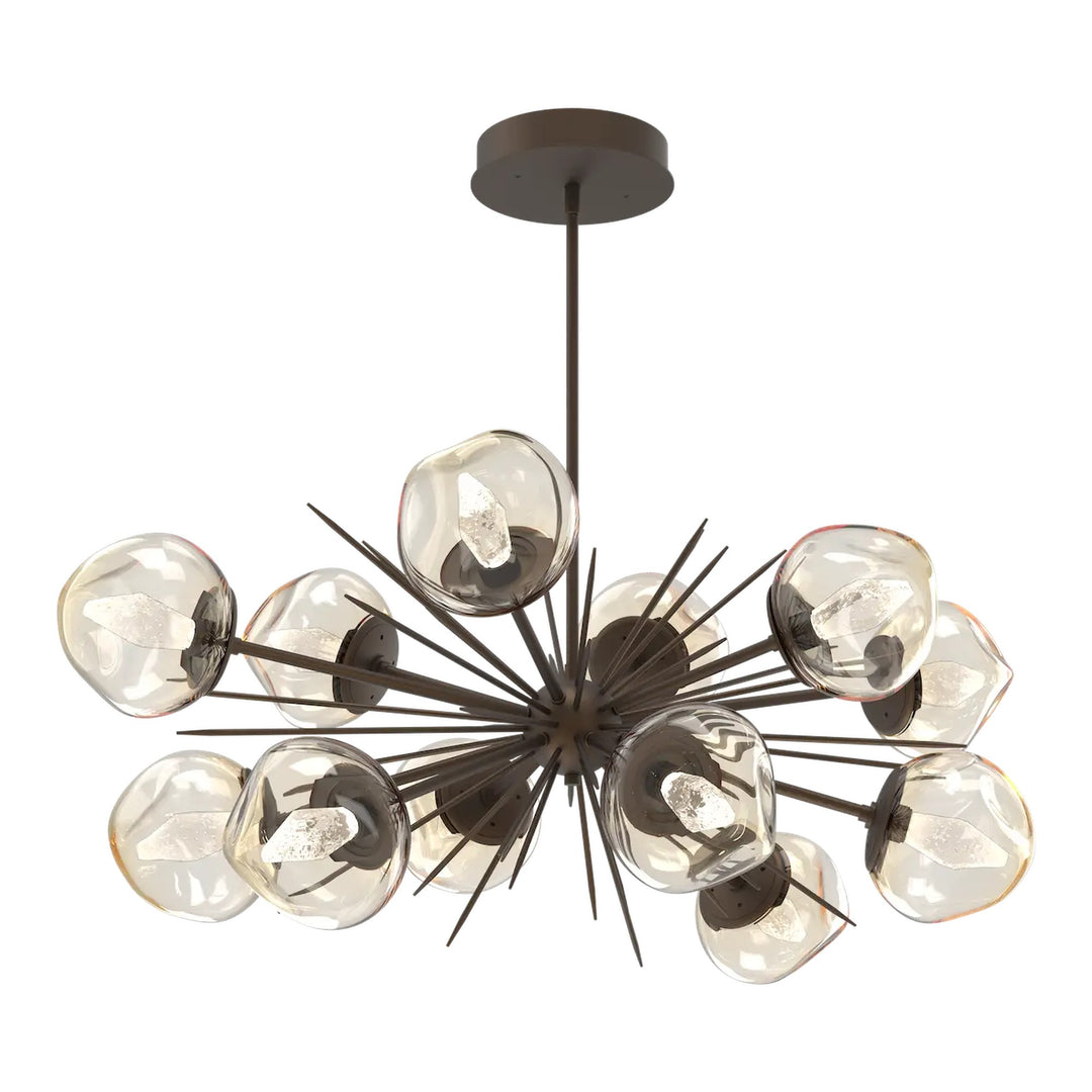 Luna Oval Starburst Chandelier by Hammerton Studio in Flat Bronze