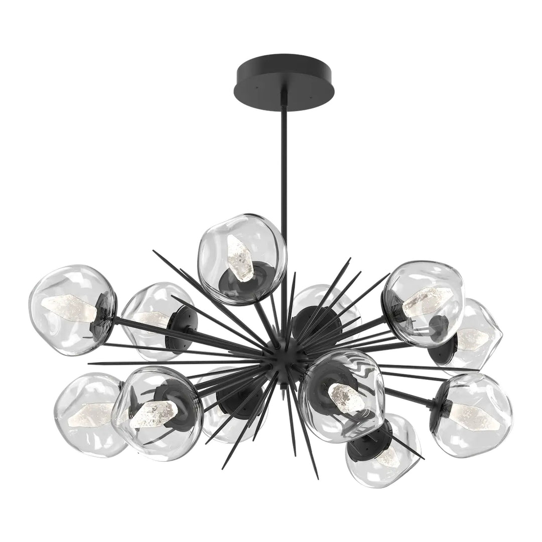 Luna Oval Starburst Chandelier by Hammerton Studio in Matte Black with Clear glass
