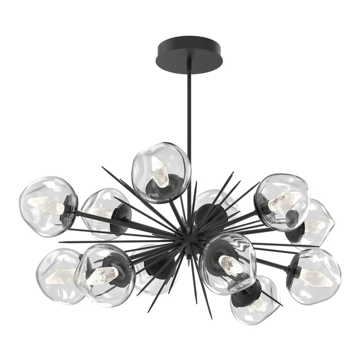 Luna Oval Starburst Chandelier by Hammerton Studio in Matte Black with Clear glass