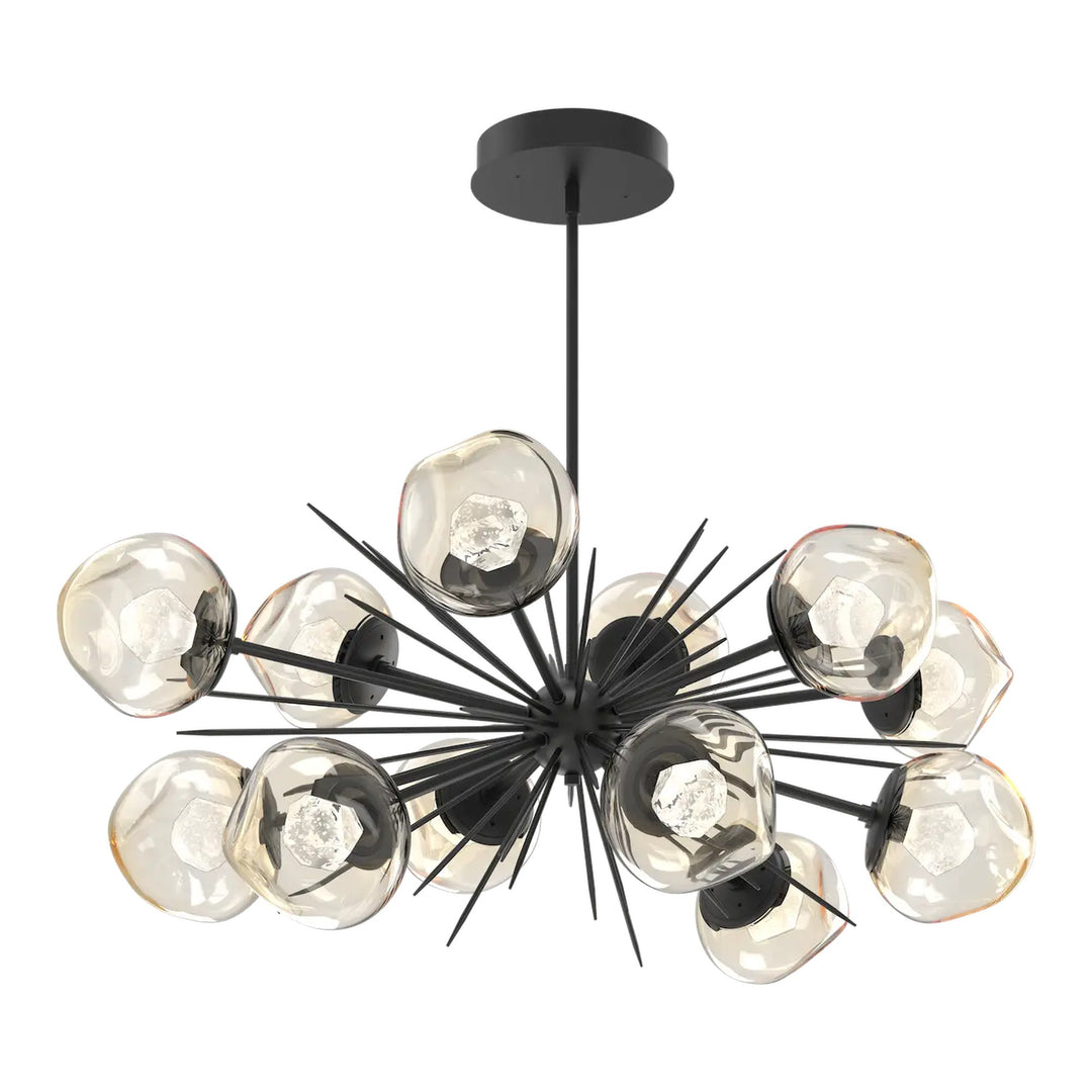 Luna Oval Starburst Chandelier by Hammerton Studio in Matte Black with Zircon inner diffuser
